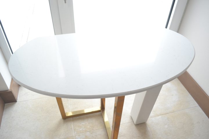 Completed table with a stone top